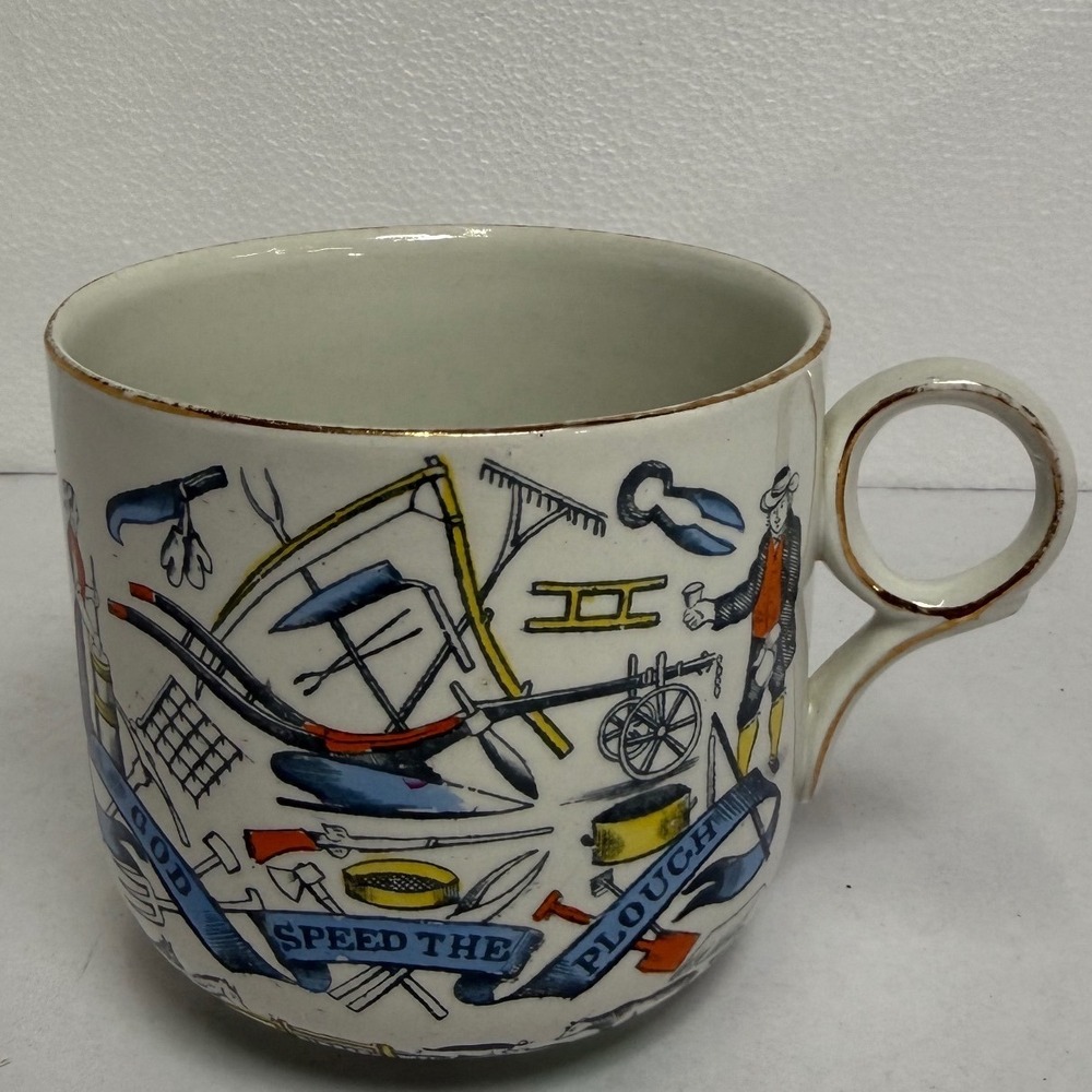 Farmers Arms Coffee Mug  White God Speed The Plough Vintage B&L England